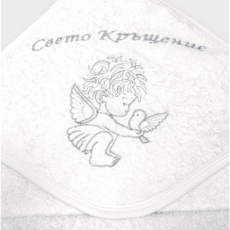 Бебешка Хавлия С Качулка 90х90 См. Свето Кръщение Бял Rainy