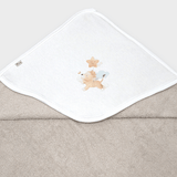 Prosop de ploaie pentru bebeluși cu glugă, leu cu stea, 90x90 cm, gri