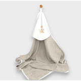 Prosop de ploaie pentru bebeluși cu glugă, leu cu stea, 90x90 cm, gri