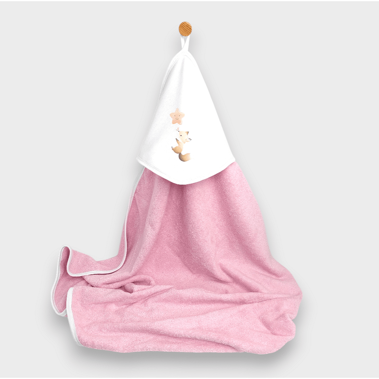 Prosop de ploaie pentru bebeluși cu glugă, vulpe cu stea, 90x90 cm, violet