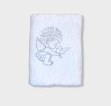Prosop de botez Rainy Baby 125x125 cm Înger Alb