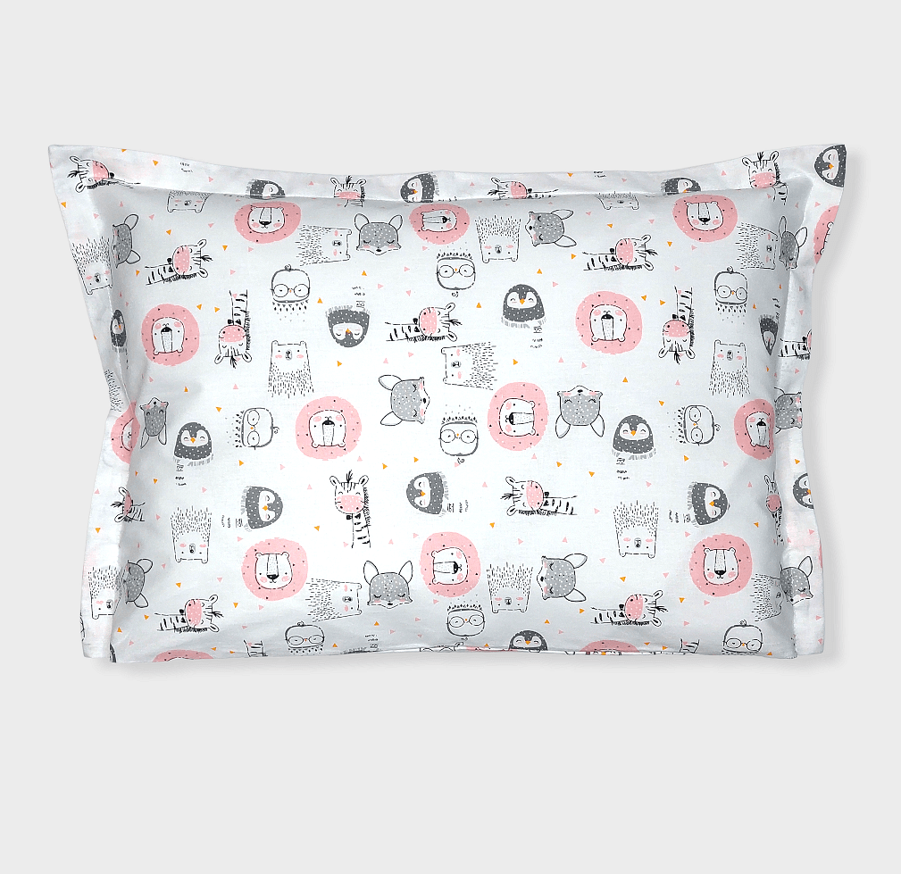 Rainy Бебешка Калъфка За Възглавница 30Х40 См. Животинки Розово