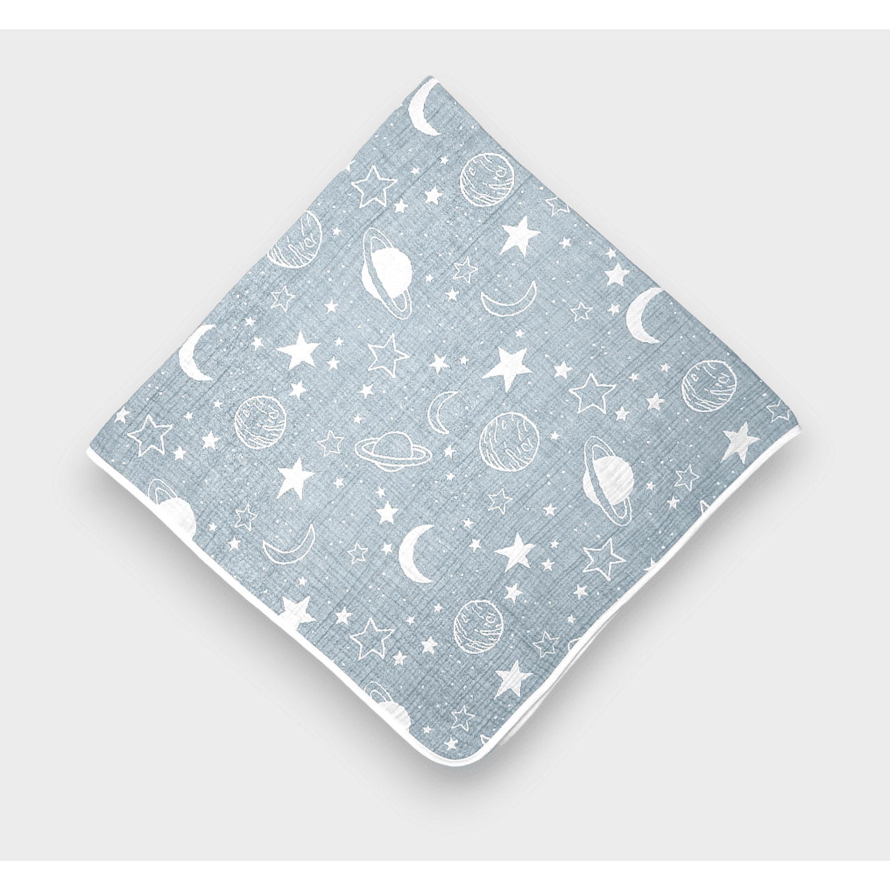 Scutec reversibil Rainy Baby din muselină, 120 x 120 cm, gri spațial