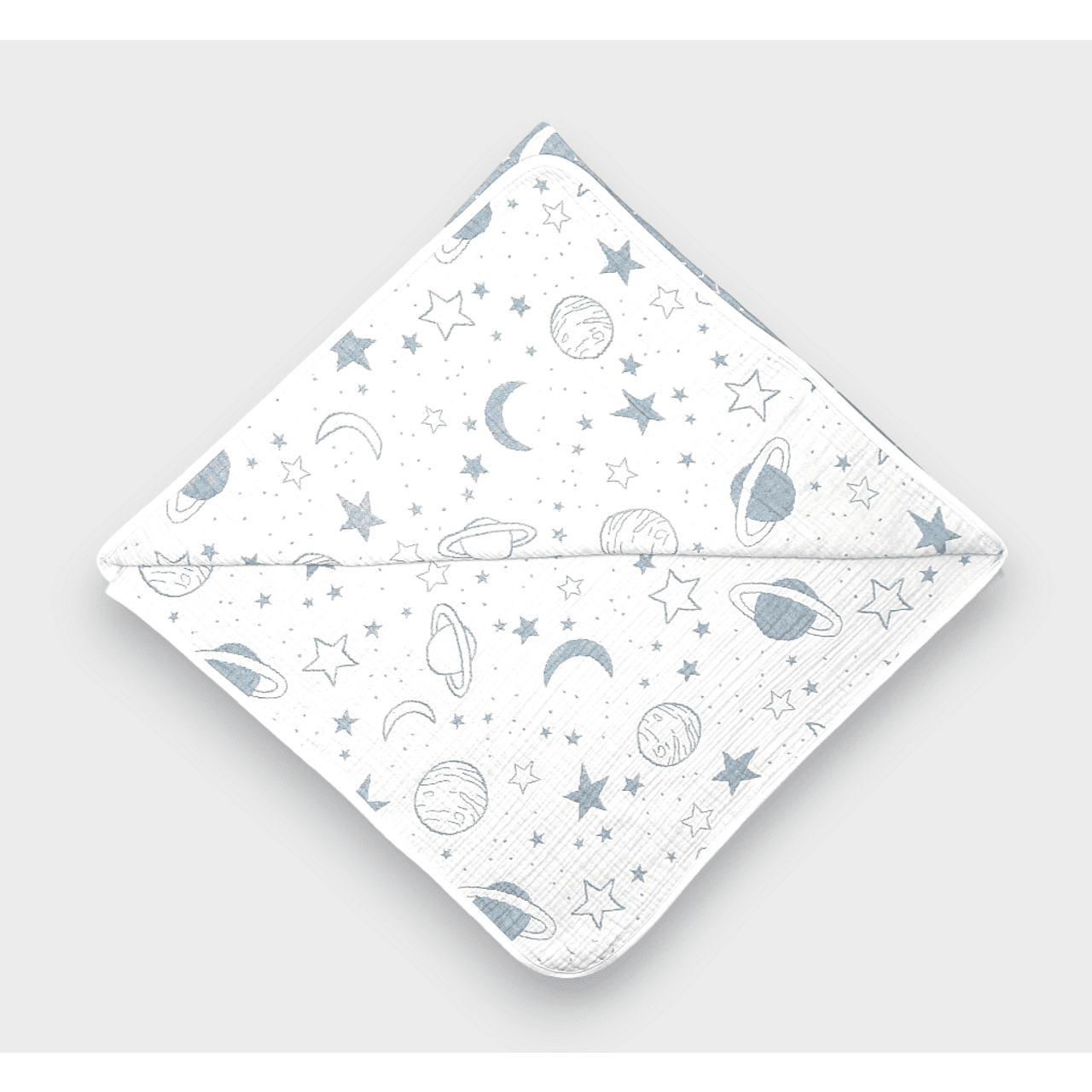 Scutec reversibil Rainy Baby din muselină, 120 x 120 cm, gri spațial