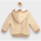 Cardigan tricotat Rainy Baby cu glugă 62-74 cm. Bej