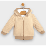 Cardigan tricotat Rainy Baby cu glugă 62-74 cm. Bej