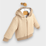 Cardigan tricotat Rainy Baby cu glugă 62-74 cm. Bej