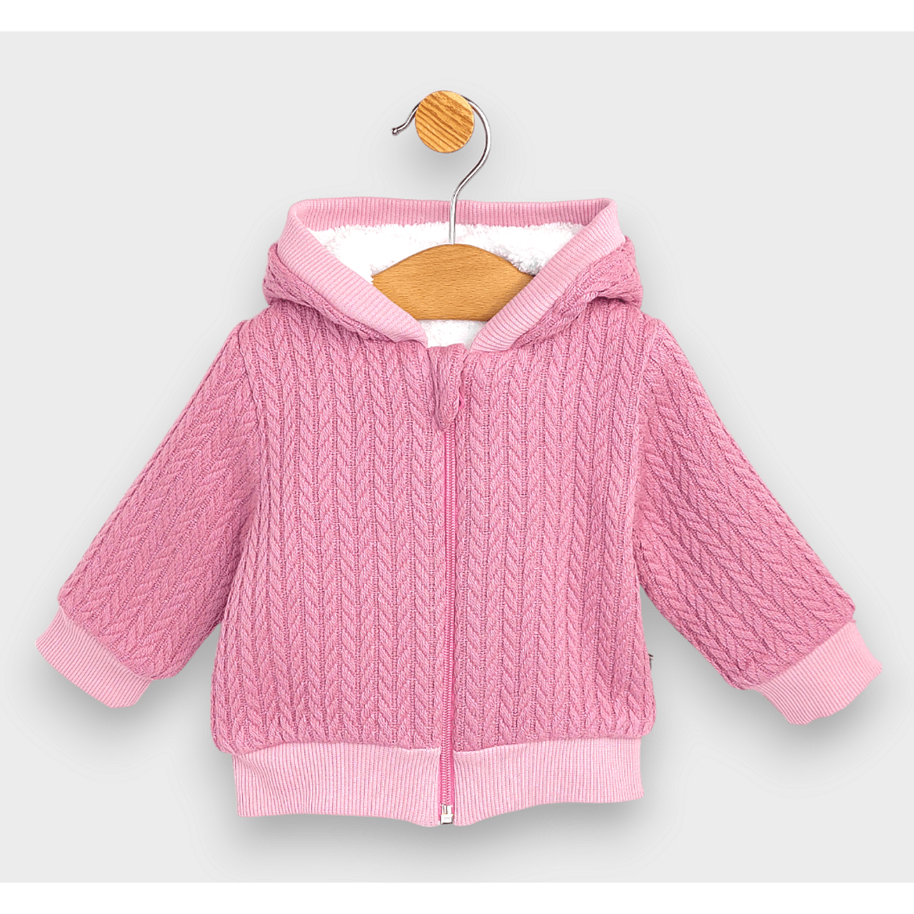 Rainy Бебешка Плетена Жилетка С Качулка62-74 См. Пепел От Рози