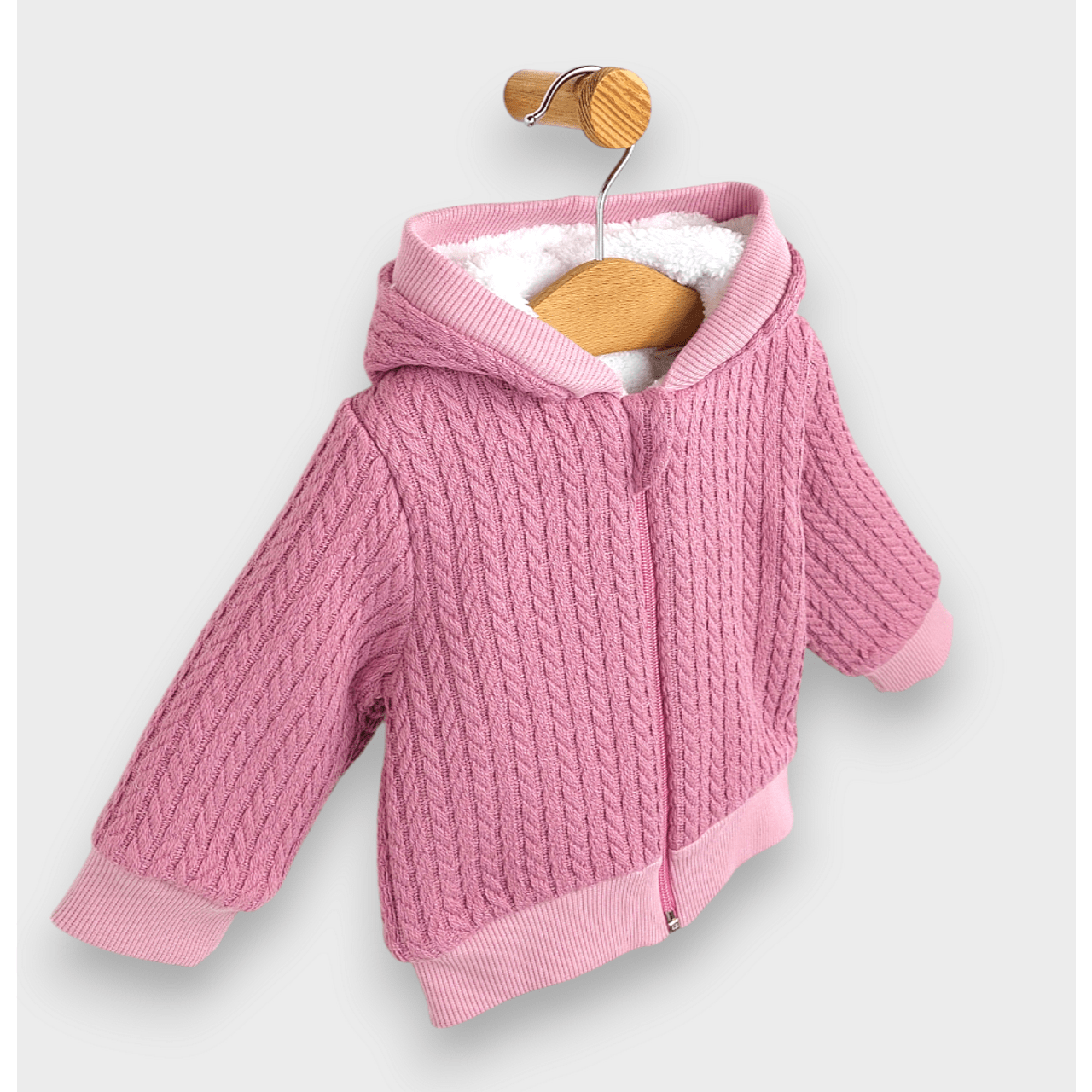 Rainy Бебешка Плетена Жилетка С Качулка62-74 См. Пепел От Рози
