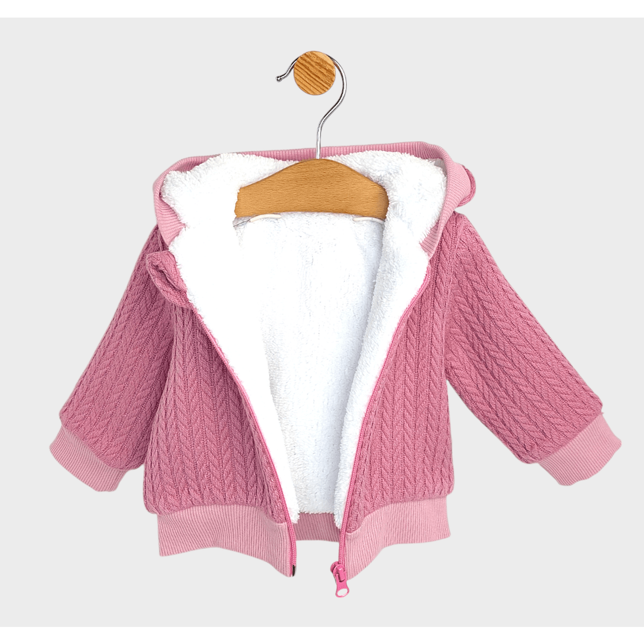 Rainy Бебешка Плетена Жилетка С Качулка62-74 См. Пепел От Рози