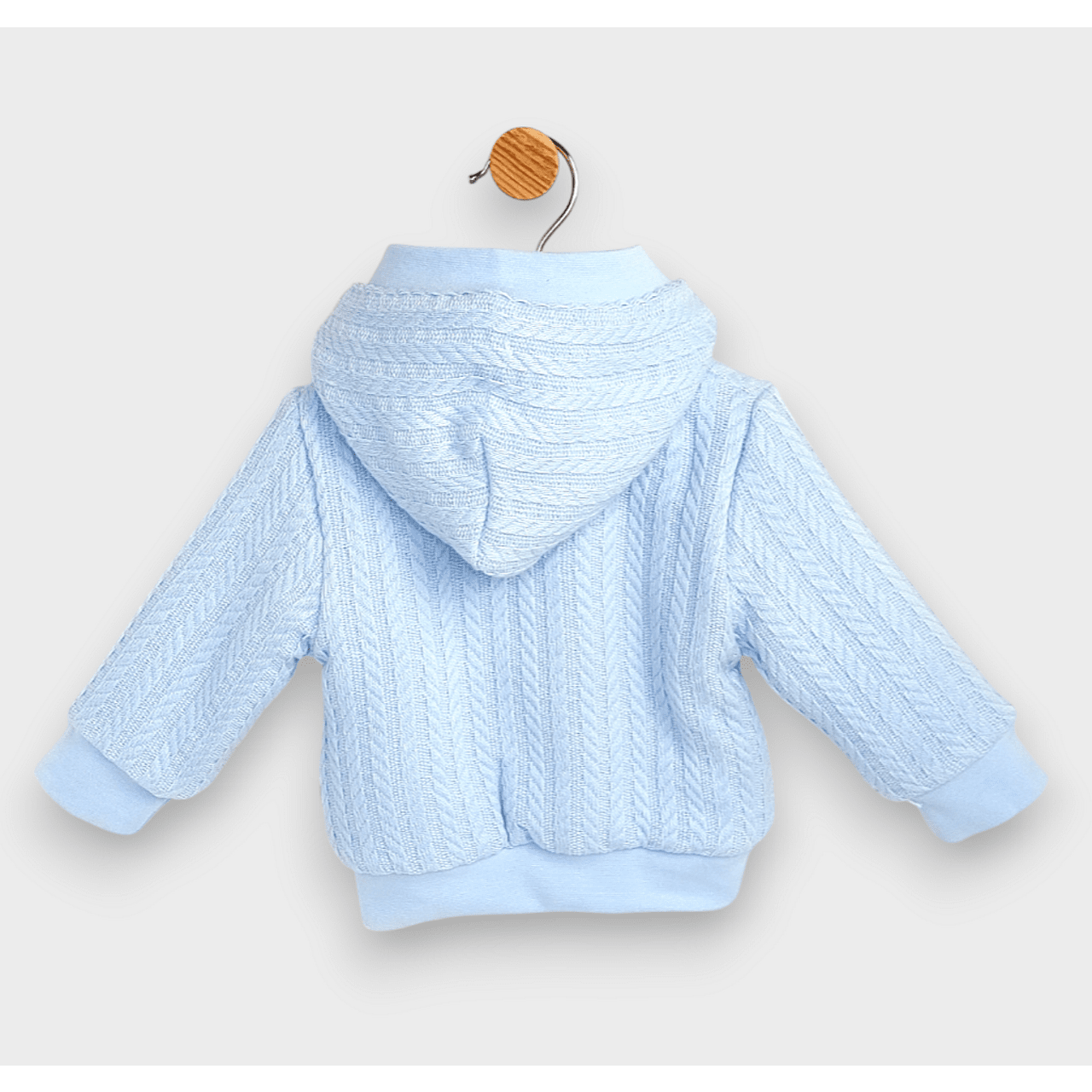 Cardigan tricotat Rainy Baby cu glugă 62-74 cm. Albastru