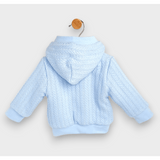 Cardigan tricotat Rainy Baby cu glugă 62-74 cm. Albastru