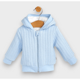Cardigan tricotat Rainy Baby cu glugă 62-74 cm. Albastru