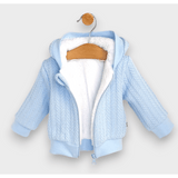 Cardigan tricotat Rainy Baby cu glugă 62-74 cm. Albastru