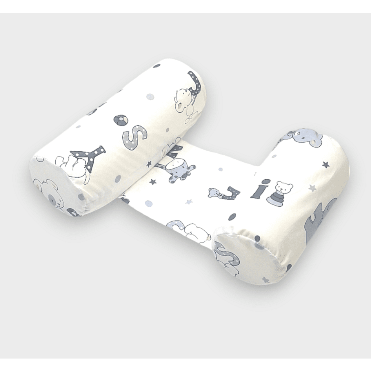 Pernă Rainy Baby anti-răsturnare ursuleț de pluș cu litere gri