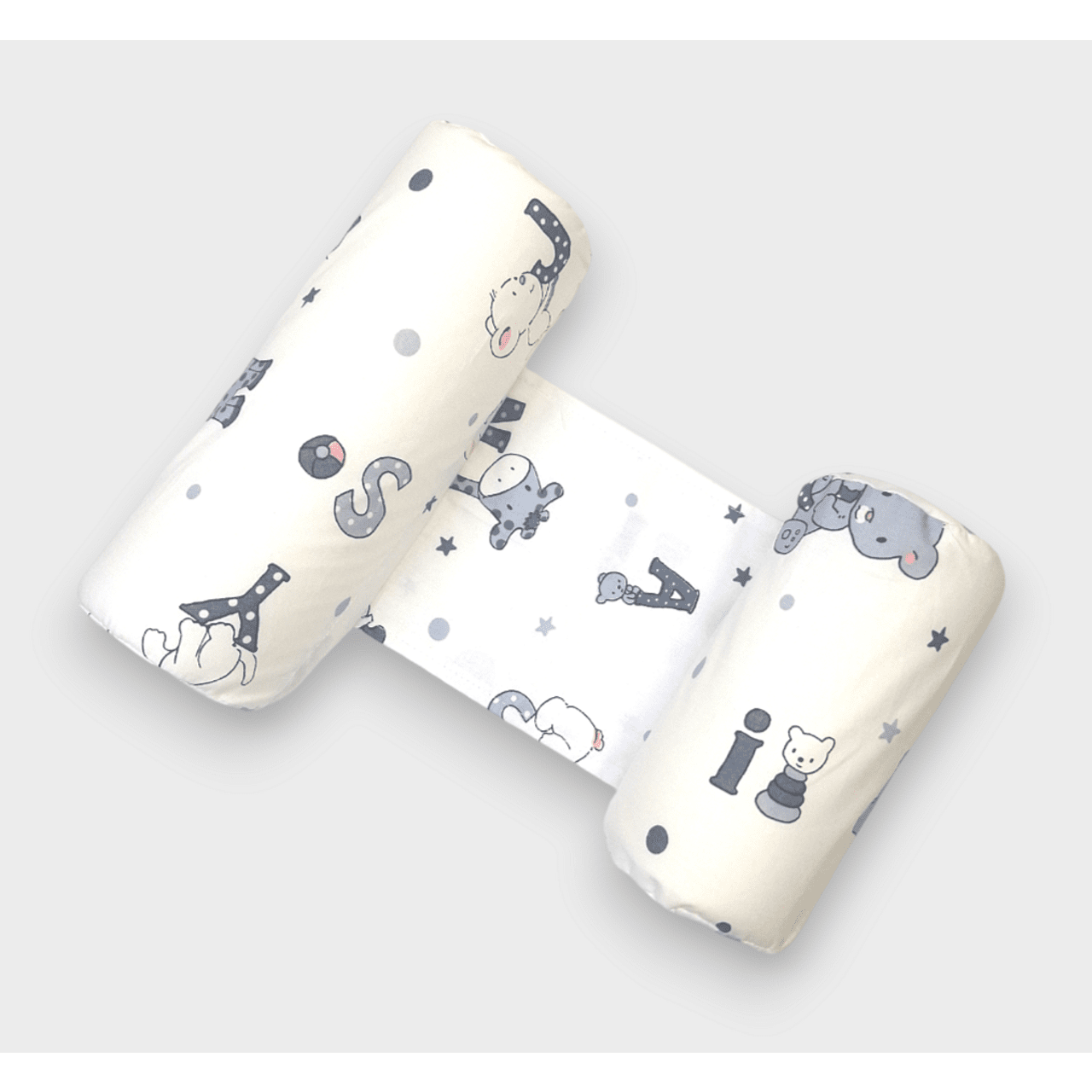 Pernă Rainy Baby anti-răsturnare ursuleț de pluș cu litere gri