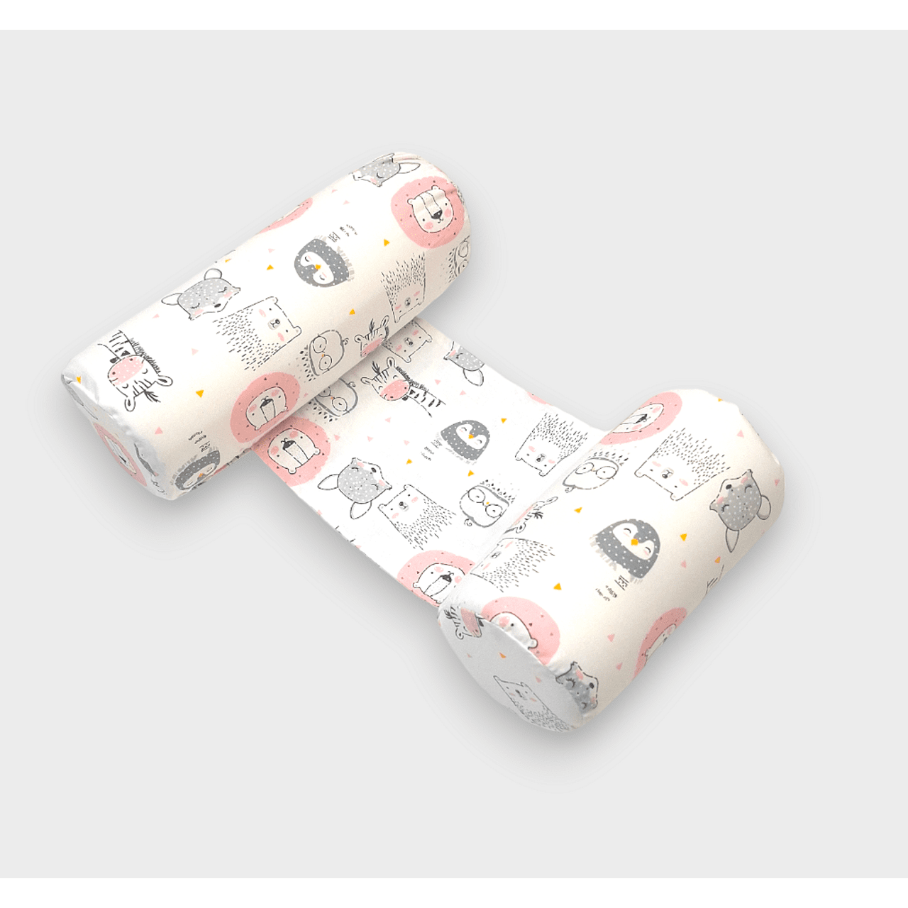 Pernă anti-răsturnare Rainy Baby, roz, cu animale