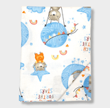 Cearșaf pentru bebeluși Rainy 100X170 cm. Ursuleț pe Lună Albastru