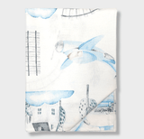 Cearșaf pentru bebeluși Rainy 100X170 cm. Trenă albastră