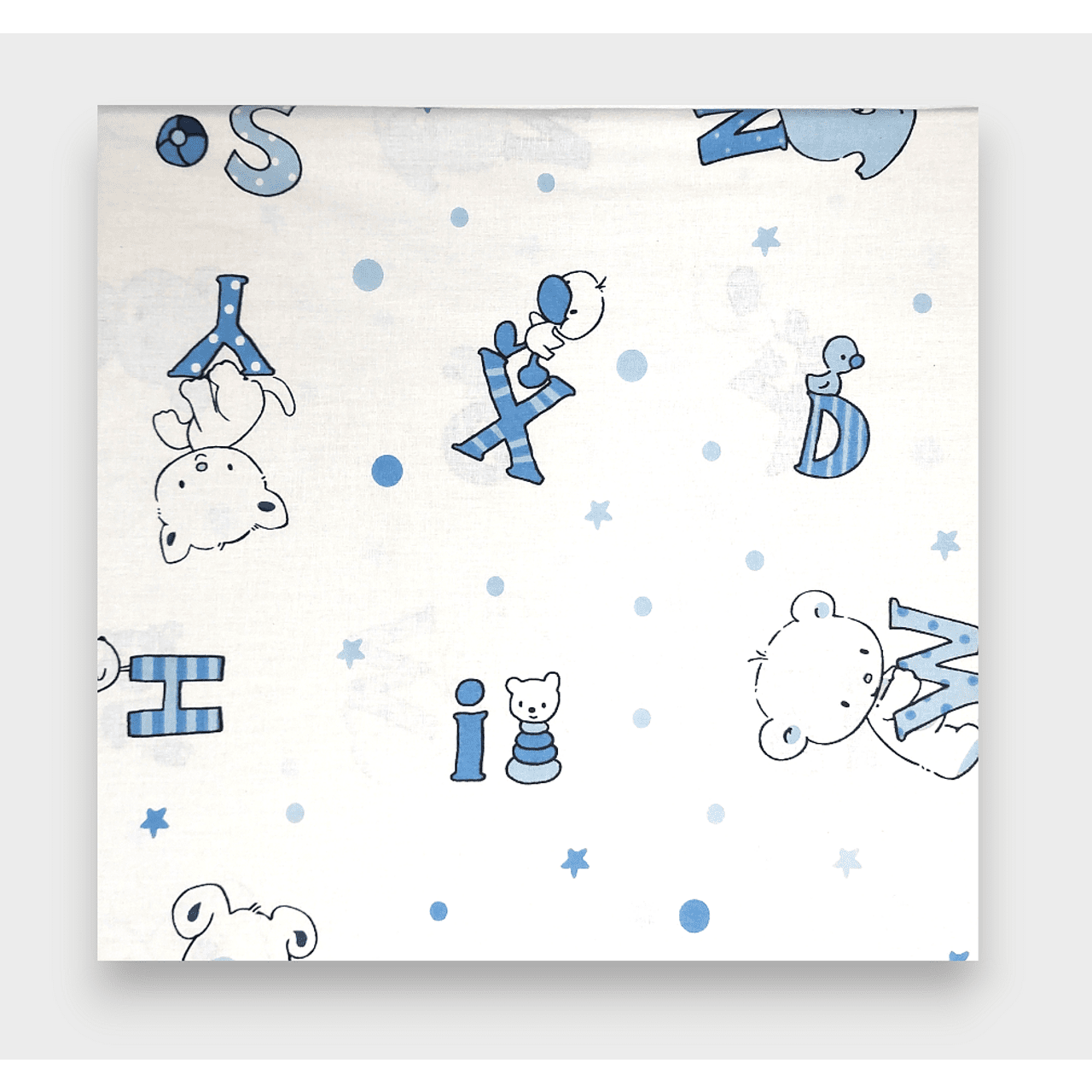 Cearșaf cu elastic Rainy Baby 60x120 cm. Ursuleț de pluș cu litere albastru