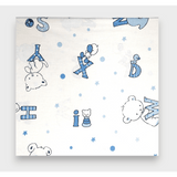 Cearșaf cu elastic Rainy Baby 60x120 cm. Ursuleț de pluș cu litere albastru