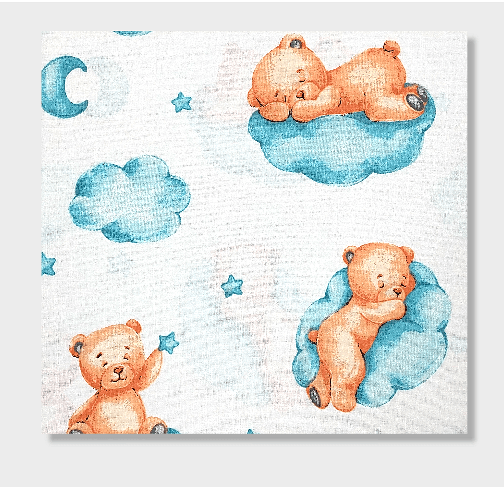 Cearșaf cu elastic Rainy Baby 60x120 cm. Ursuleț pe un nor Reseda