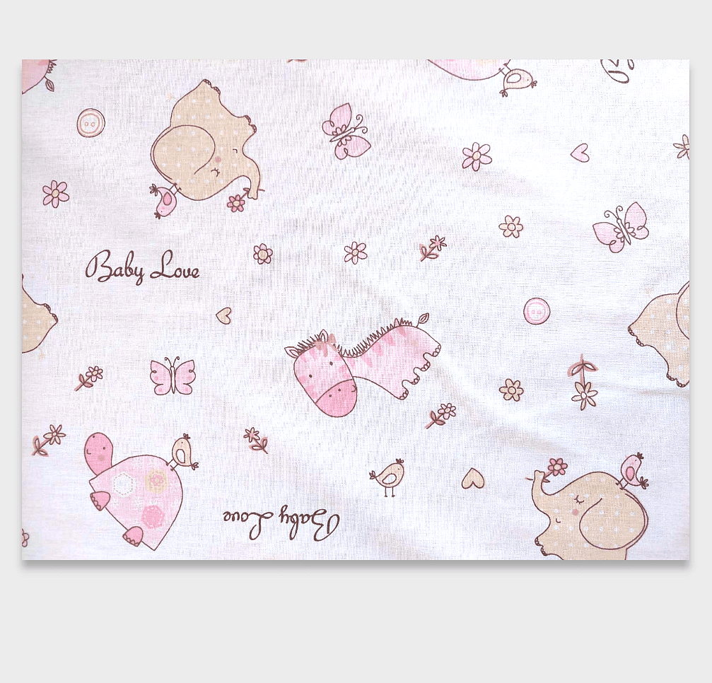 Cearșaf cu elastic Rainy Baby 60x120 cm. Zebre roz și elefanți