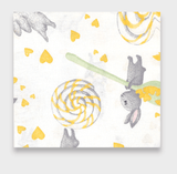 Cearșaf cu elastic Rainy Baby 60x120 cm. Iepuraș cu acadea