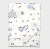 Бебешки Чаршаф За Количка 55х95 См. Сини Зебри И Слончета Rainy