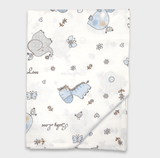 Rainy Бебешки Чаршаф За Количка 55Х95 См. Сини Зебри И Слончета