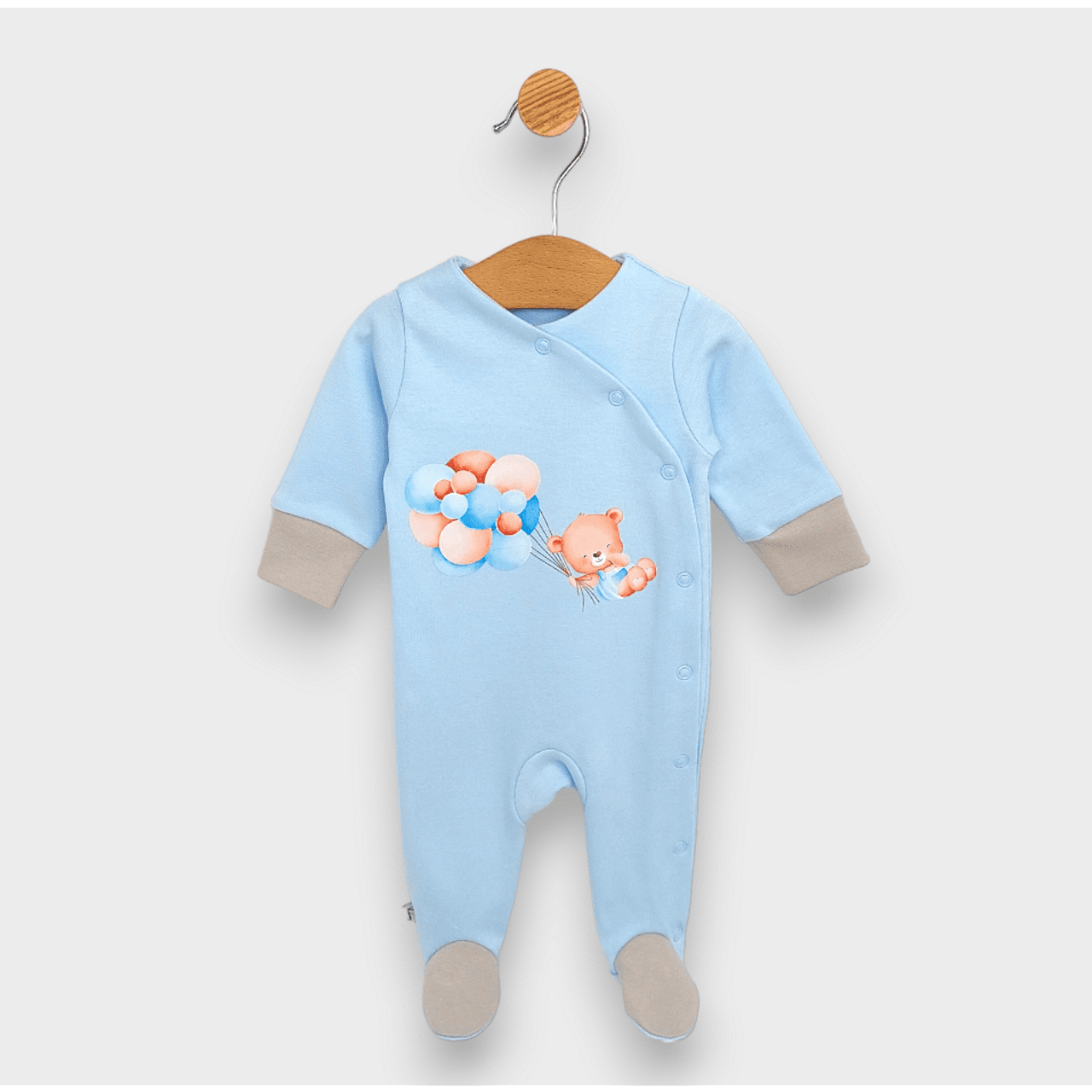 Salopetă ploioasă pentru bebeluși, ursuleț de pluș cu baloane, albastră, 48 - 62 cm.