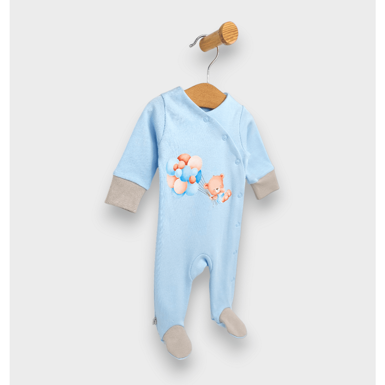 Salopetă ploioasă pentru bebeluși, ursuleț de pluș cu baloane, albastră, 48 - 62 cm.