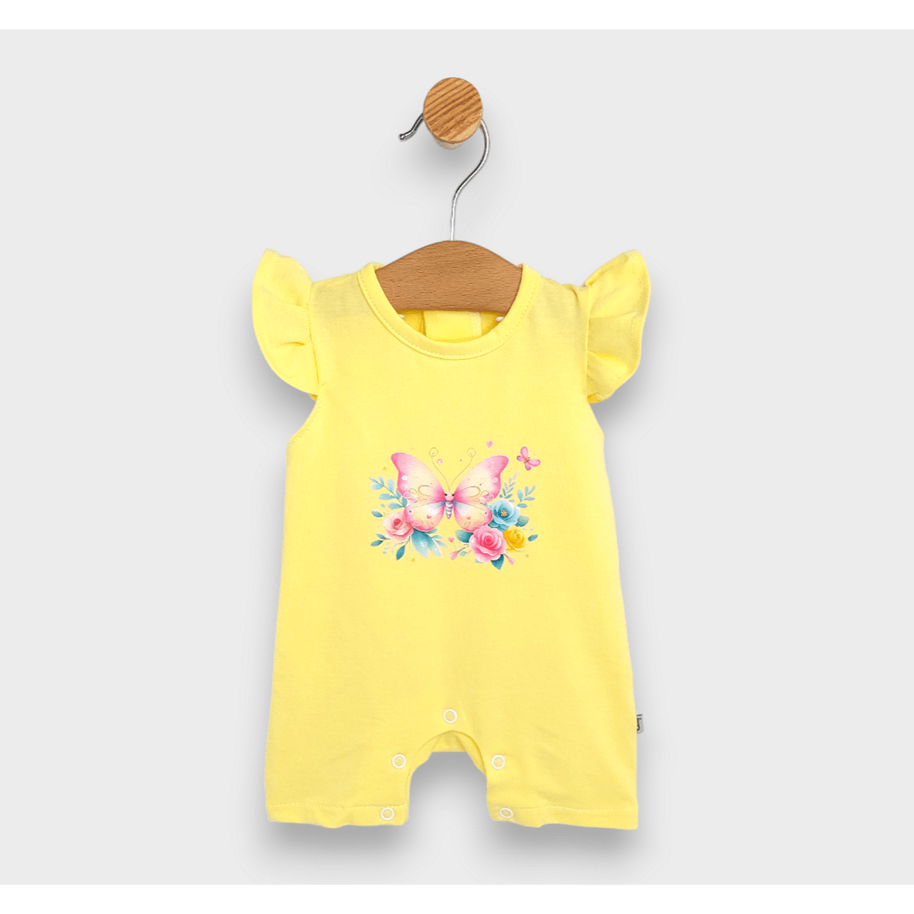 Rainy Бебешки Гащеризон Пеперуда С Цветя С Къс Ръкав 56-80См. Жълт