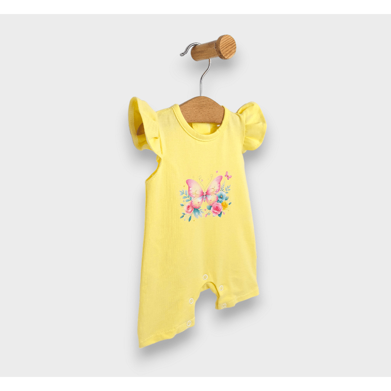 Rainy Бебешки Гащеризон Пеперуда С Цветя С Къс Ръкав 56-80См. Жълт