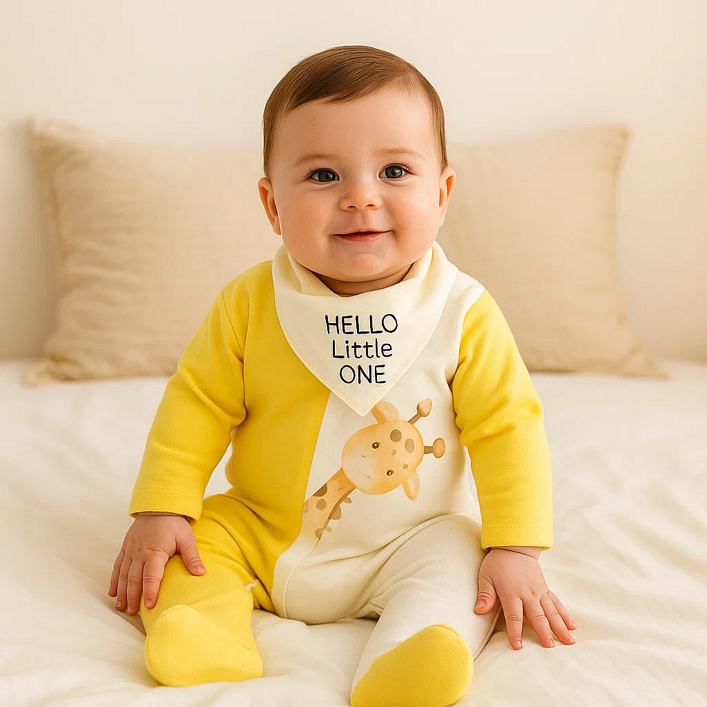 Бебешки Гащеризон С Бандана Hello Little One С Дълъг Ръкав 56 68см. Rainy