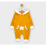 Salopetă Rainy Baby cu glugă, ursuleț de pluș cu lăbuțe 56 - 80 cm, muștar