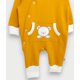 Salopetă Rainy Baby cu glugă, ursuleț de pluș cu lăbuțe 56 - 80 cm, muștar