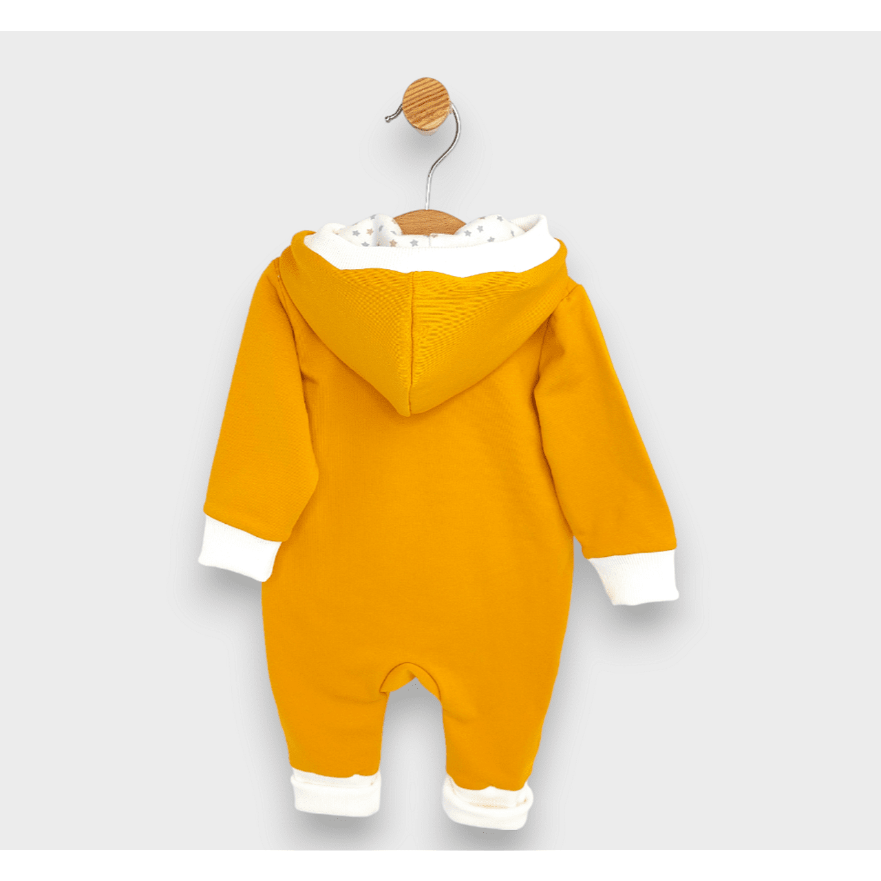 Salopetă Rainy Baby cu glugă, ursuleț de pluș cu lăbuțe 56 - 80 cm, muștar