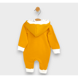 Salopetă Rainy Baby cu glugă, ursuleț de pluș cu lăbuțe 56 - 80 cm, muștar