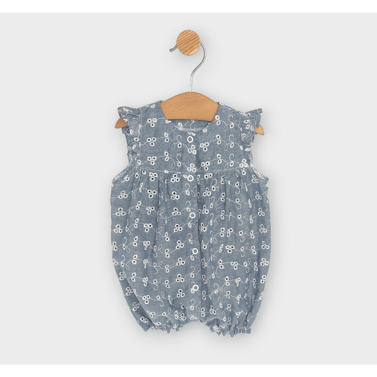 Salopetă premium pentru bebeluși cu aripioare, 56-80 cm, din denim/dantelă