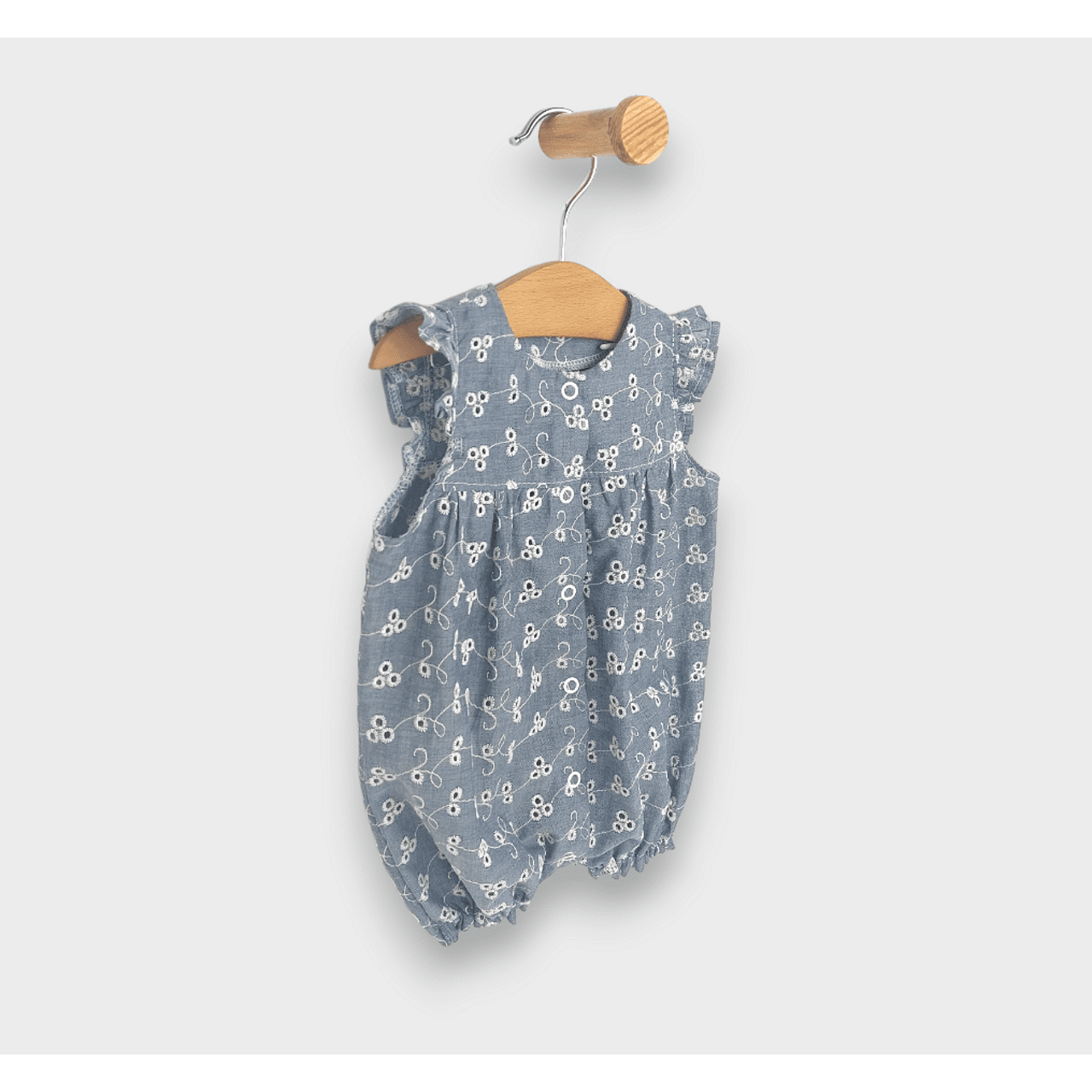 Salopetă premium pentru bebeluși cu aripioare, 56-80 cm, din denim/dantelă