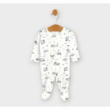 Salopetă de ploaie pentru bebeluși cu închidere frontală 48 - 68 cm, model tractoare