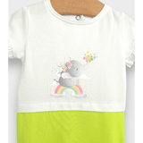 Salopetă de ploaie pentru bebeluși cu imprimeu elefant și curcubeu 56-80 cm ecru/verde