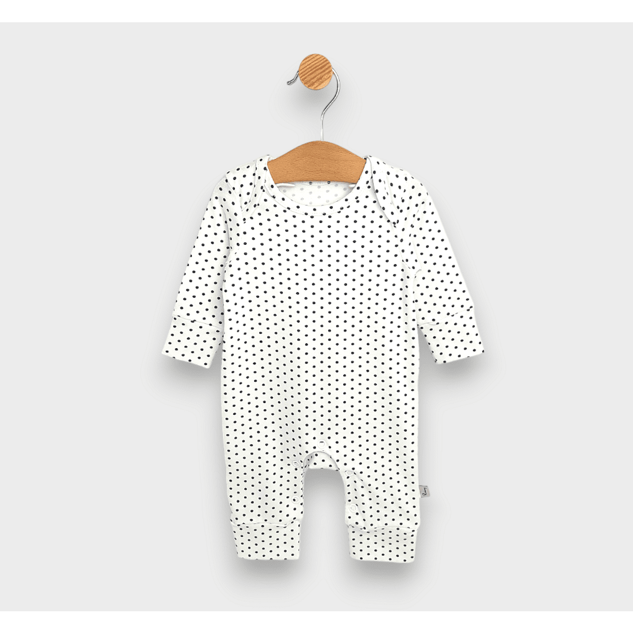 salopeta Rainy Baby cu buline/ecru și mâneci lungi, 56-86 cm.