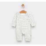 salopeta Rainy Baby cu buline/ecru și mâneci lungi, 56-86 cm.