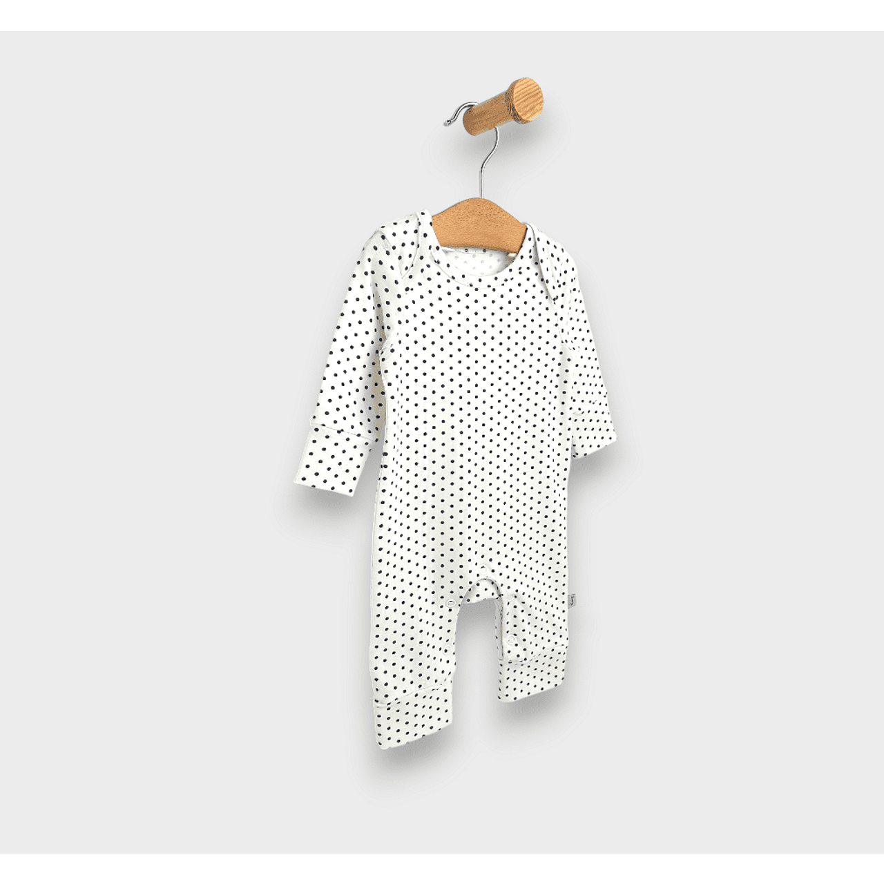 salopeta Rainy Baby cu buline/ecru și mâneci lungi, 56-86 cm.