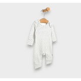 salopeta Rainy Baby cu buline/ecru și mâneci lungi, 56-86 cm.