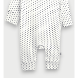 salopeta Rainy Baby cu buline/ecru și mâneci lungi, 56-86 cm.