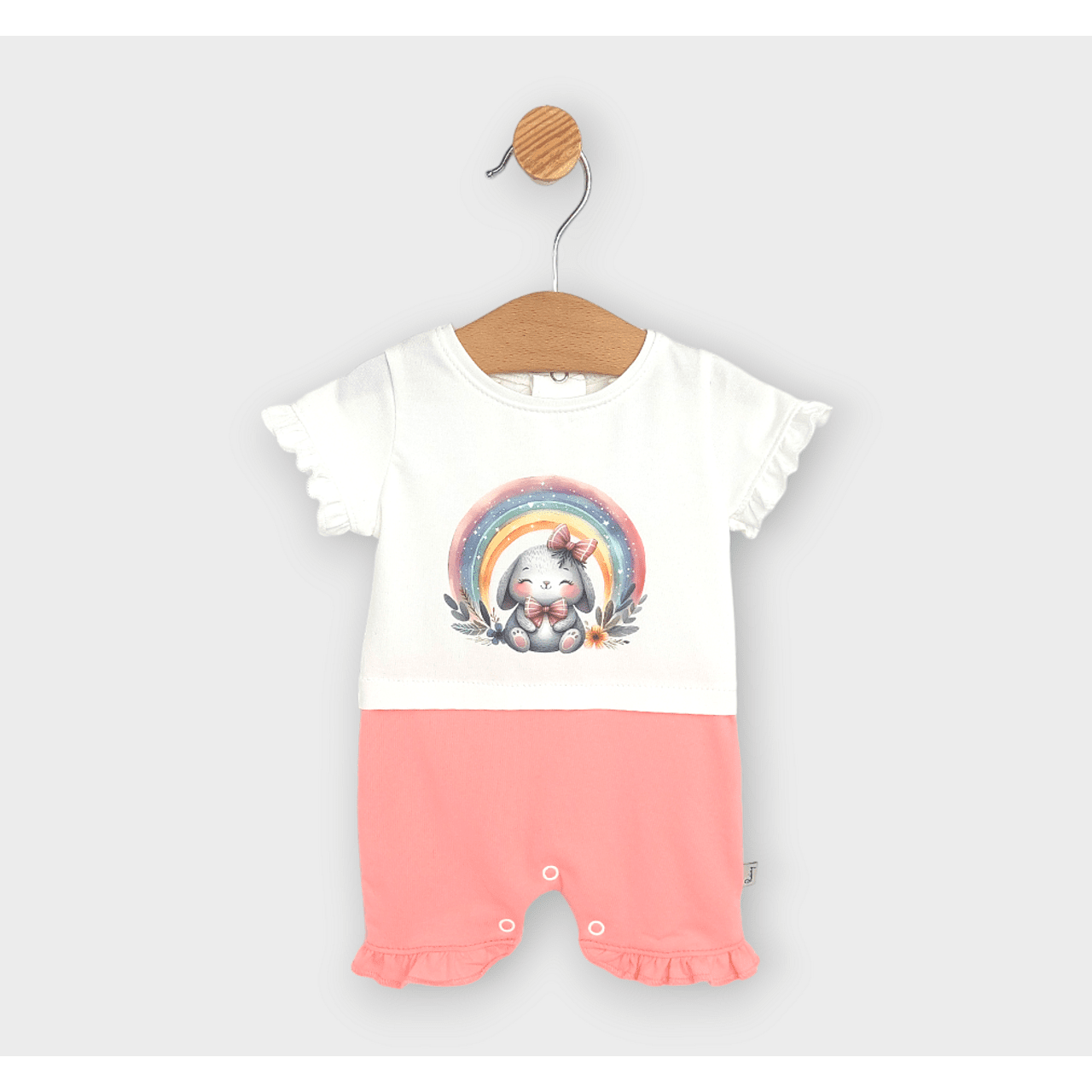 Rainy Бебешки Гащеризон Зайче С Дъга 56-80См. Екрю/Праскова