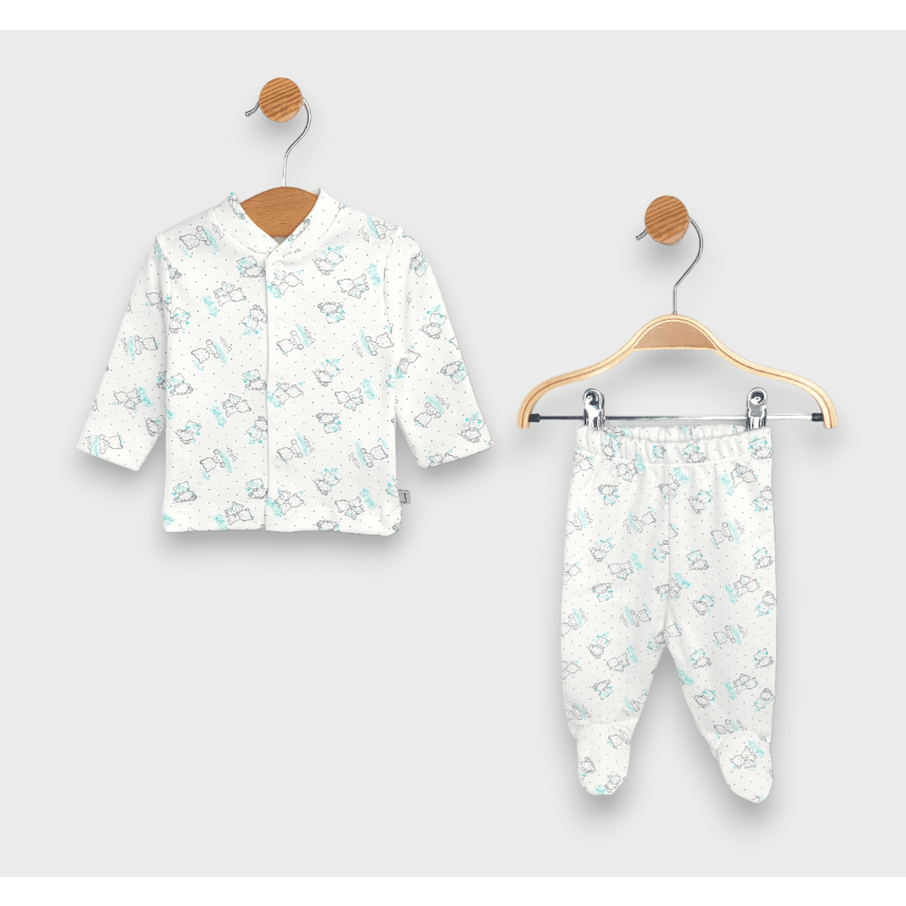 Бебешки Комплект 2 Части 48 68 См. Сиви Мечета Baby Rainy
